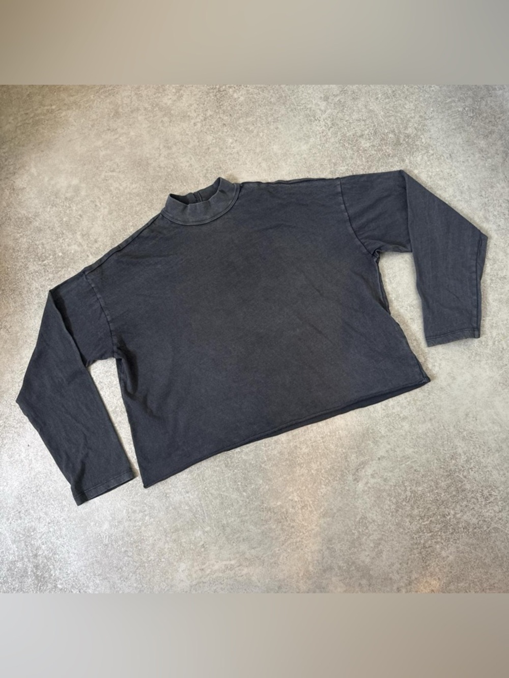 aerie Gray Cropped Mock Neck Long Sleeve Tee